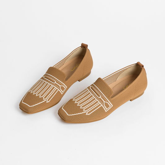 Pixel Fringe 浮雕流蘇方頭樂福鞋